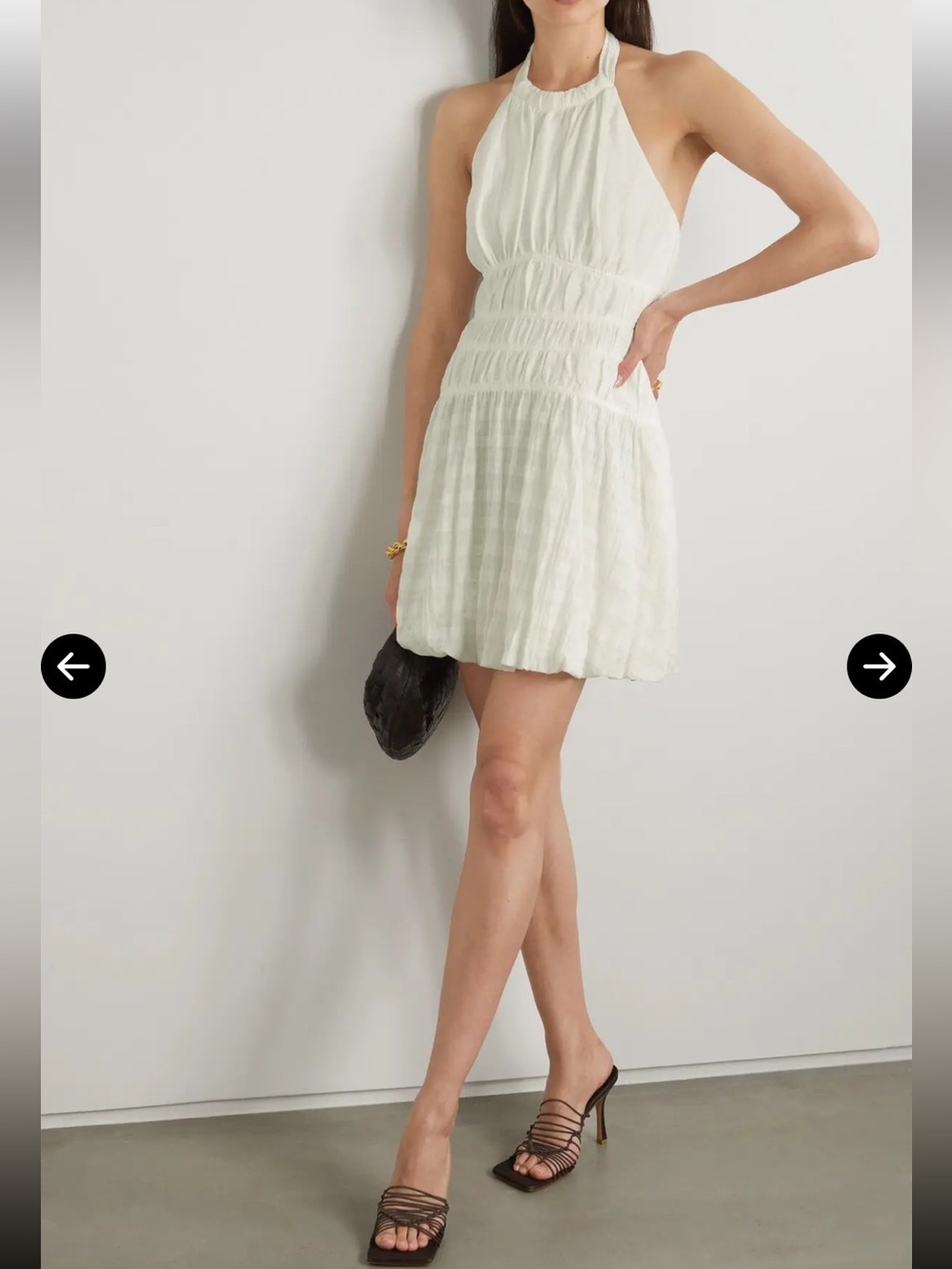 Simkhai Bea Tiered Cotton Blend Gauze Halter Mini Dress